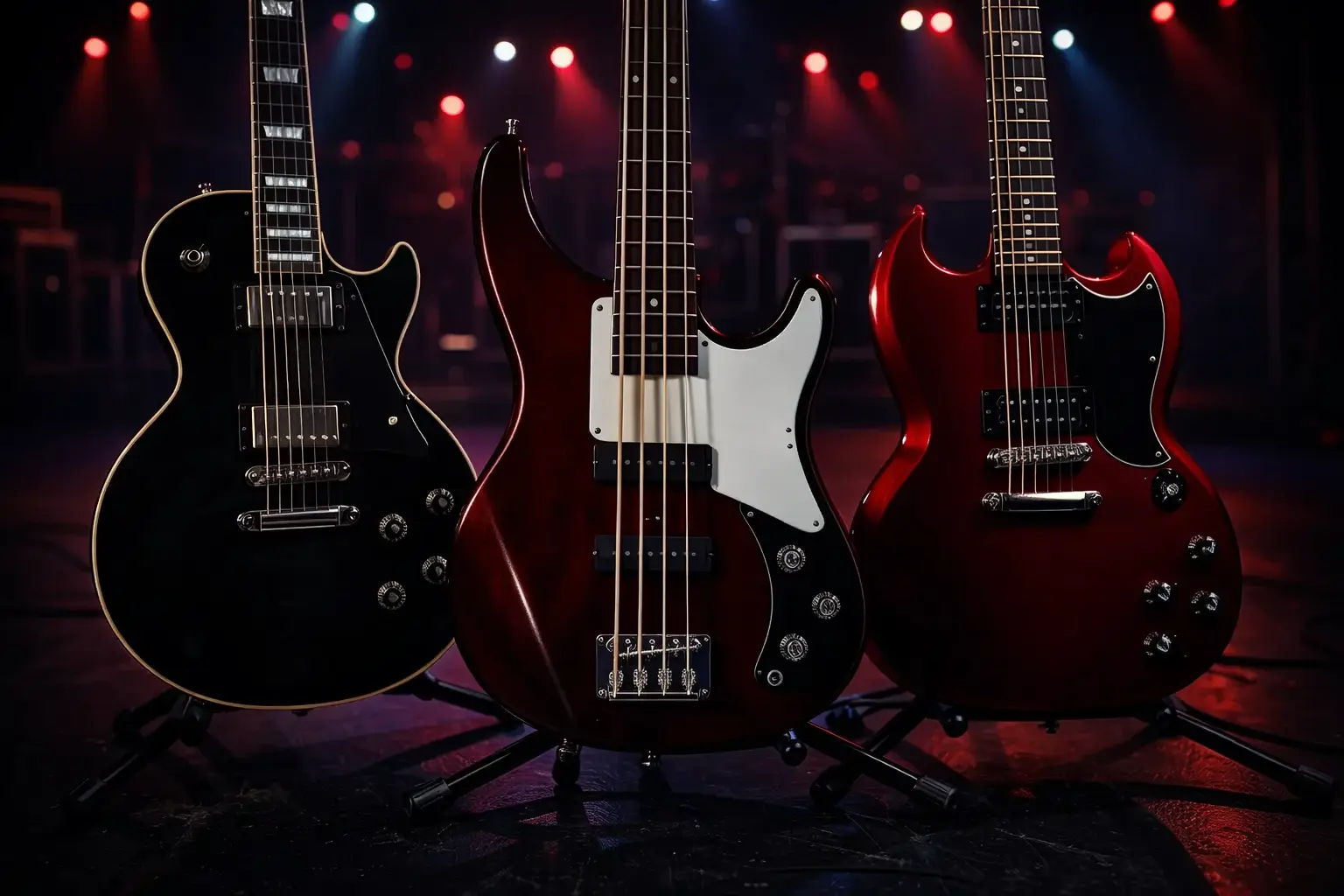 Bass and guitar side by side